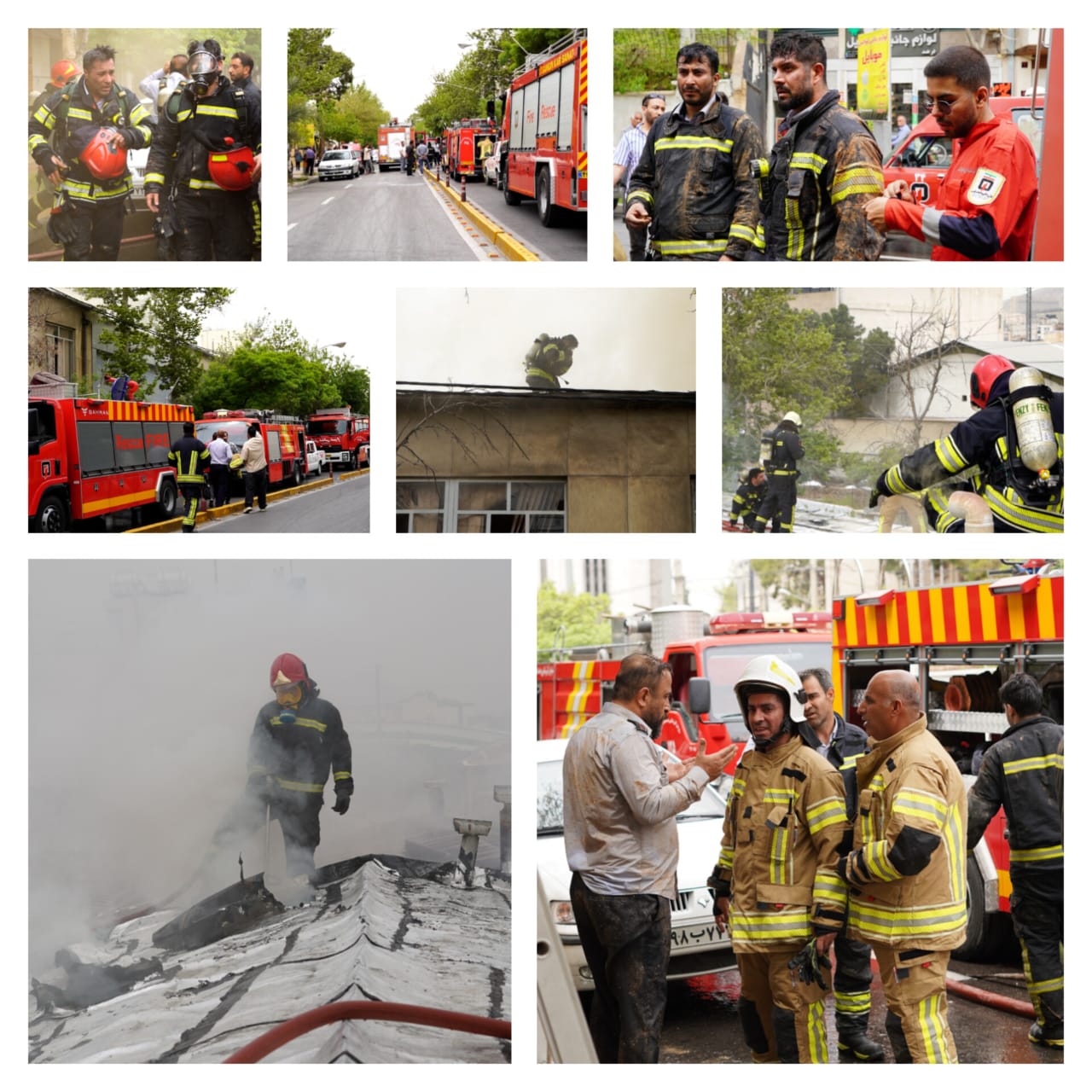 مهار آتش‌سوزی سقف شیروانی ۳ منزل مسکونی در شیراز