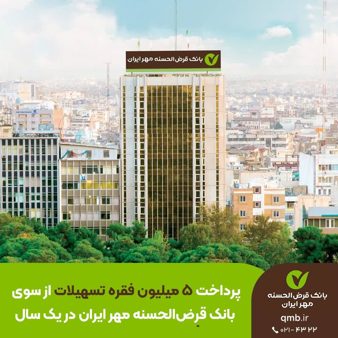 پرداخت ۵ میلیون فقره تسهیلات از سوی بانک قرضالحسنه مهر ایران در یک سال